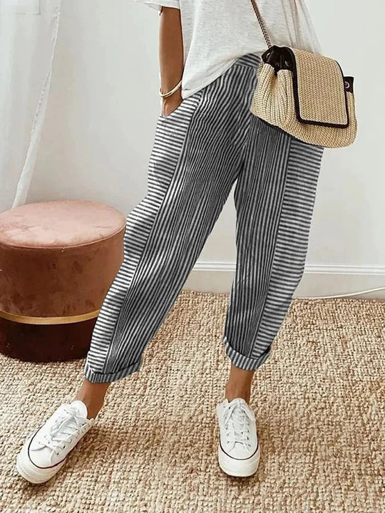 Pantaloni a righe da donna
