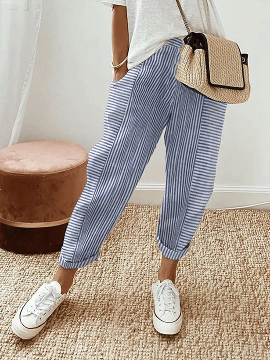Pantaloni a righe da donna