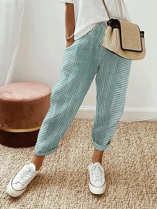 Pantaloni a righe da donna