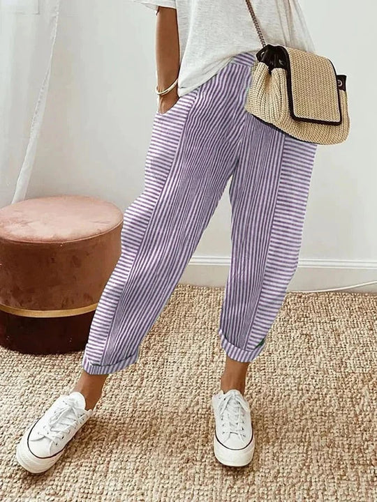 Pantaloni a righe da donna
