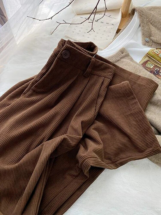 Fien | Pantaloni a vita alta in velluto a coste retrò per donna